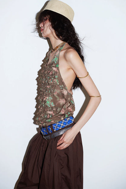 Layered Ruffle Halter Top