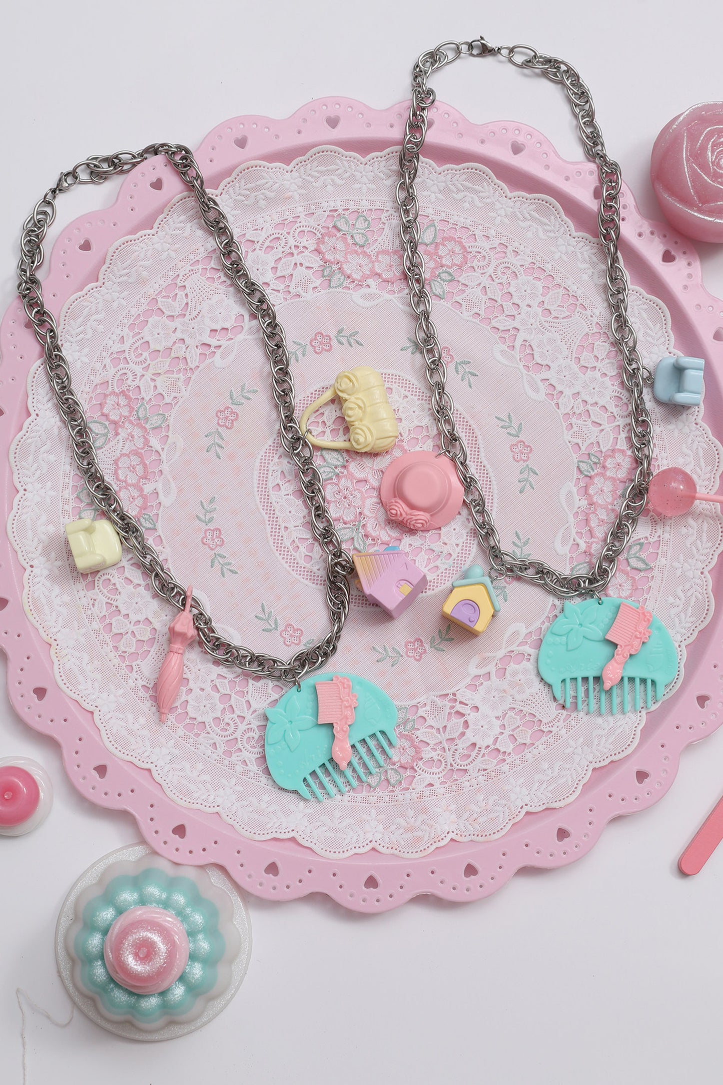 Adjustable Y2K Dollhouse Comb Necklace