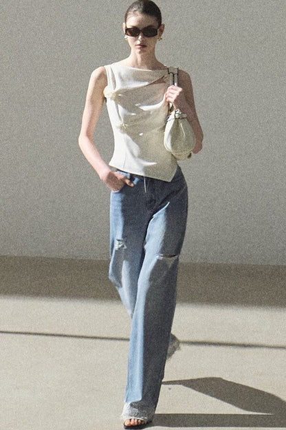 One-Shoulder Lyocell Wool Camisole