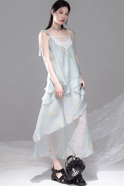 Sheer Lace Layered Lyocell Dress