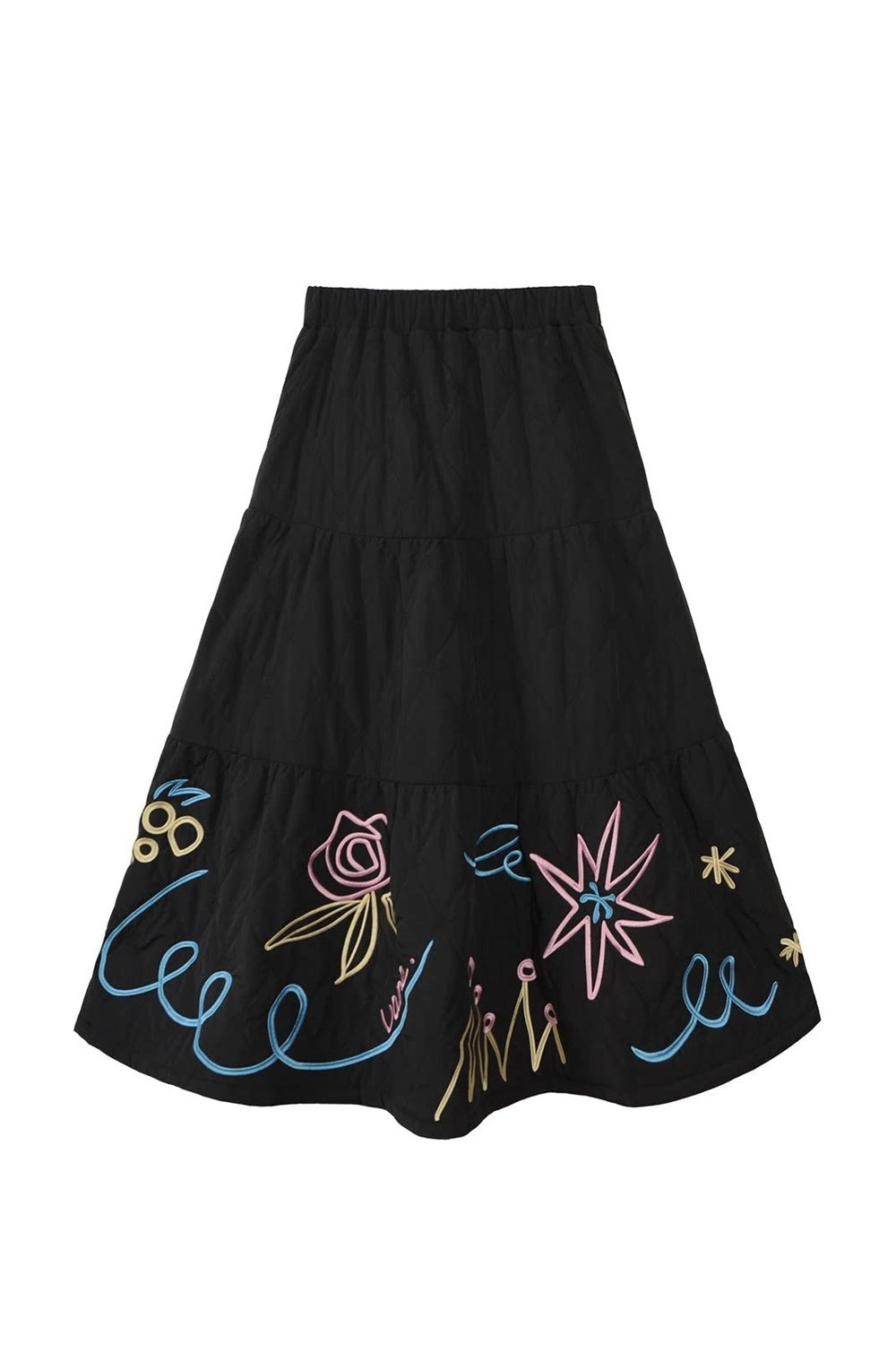 Two-Piece Wool-Blend Tulip Embroidery Knit Cardigan And Skirt Set-Up
