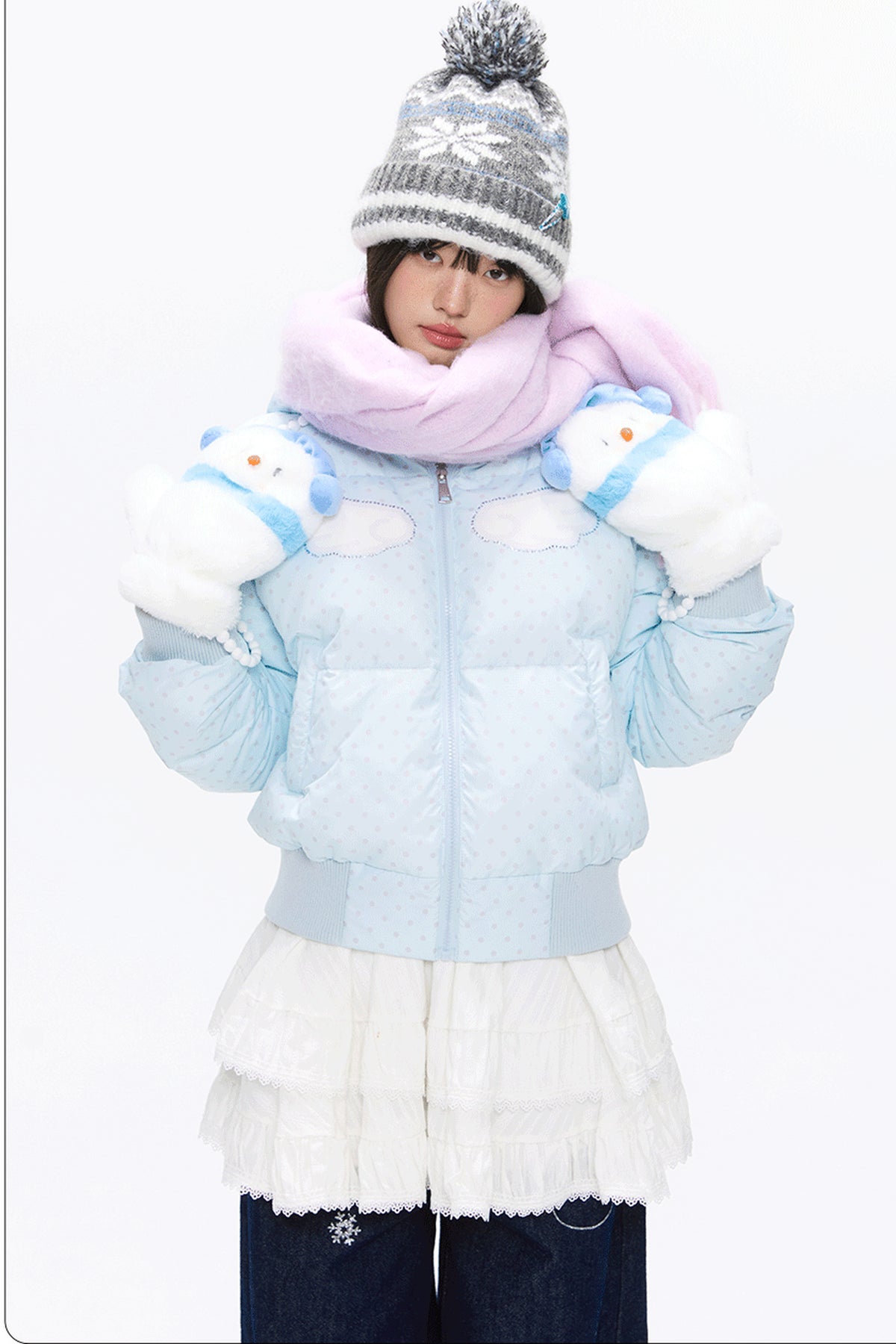 Hooded Polka Dot Down Jacket