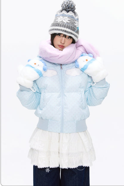 Hooded Polka Dot Down Jacket