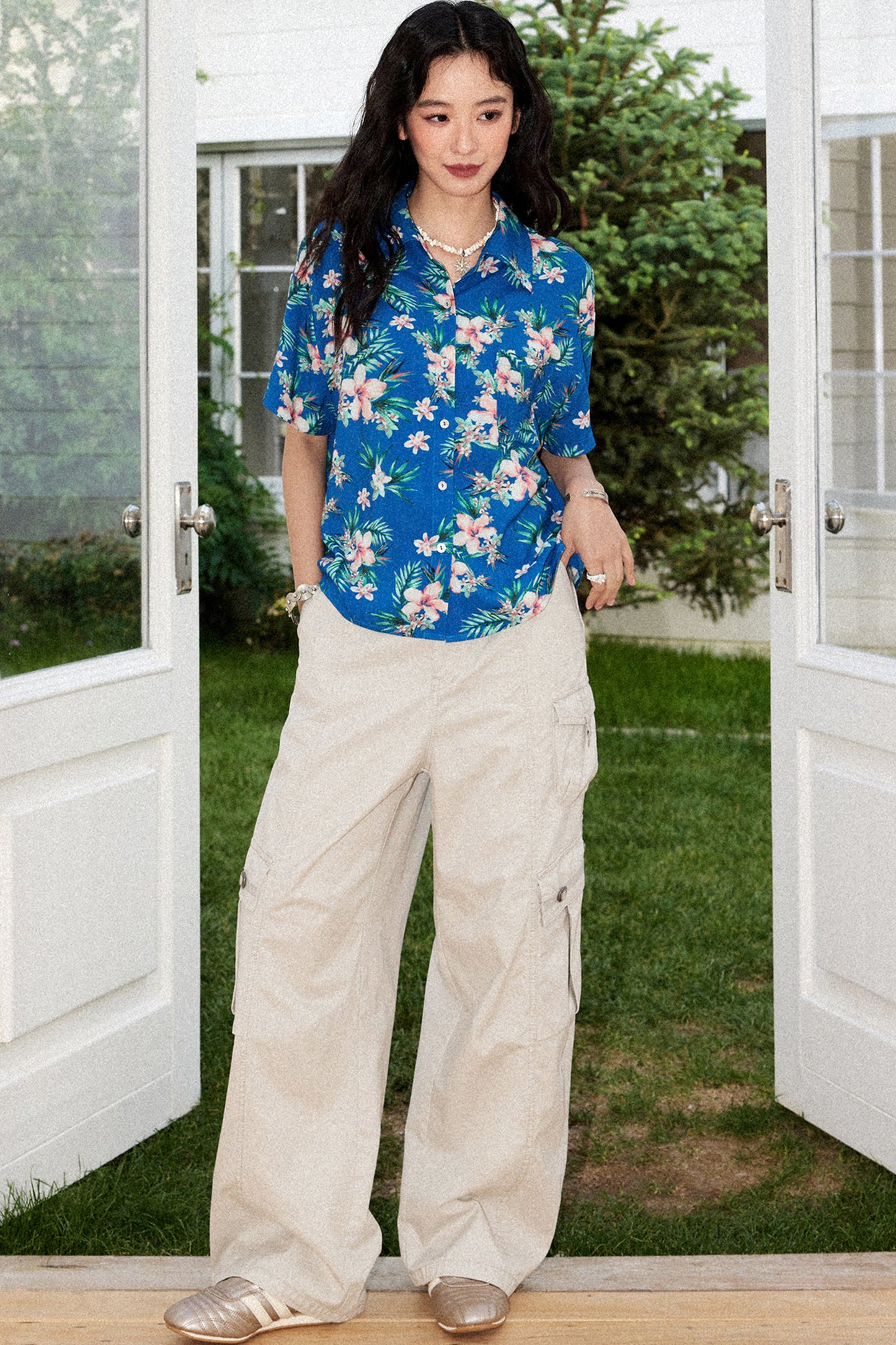 Bougainvillea Print Summer Blouse