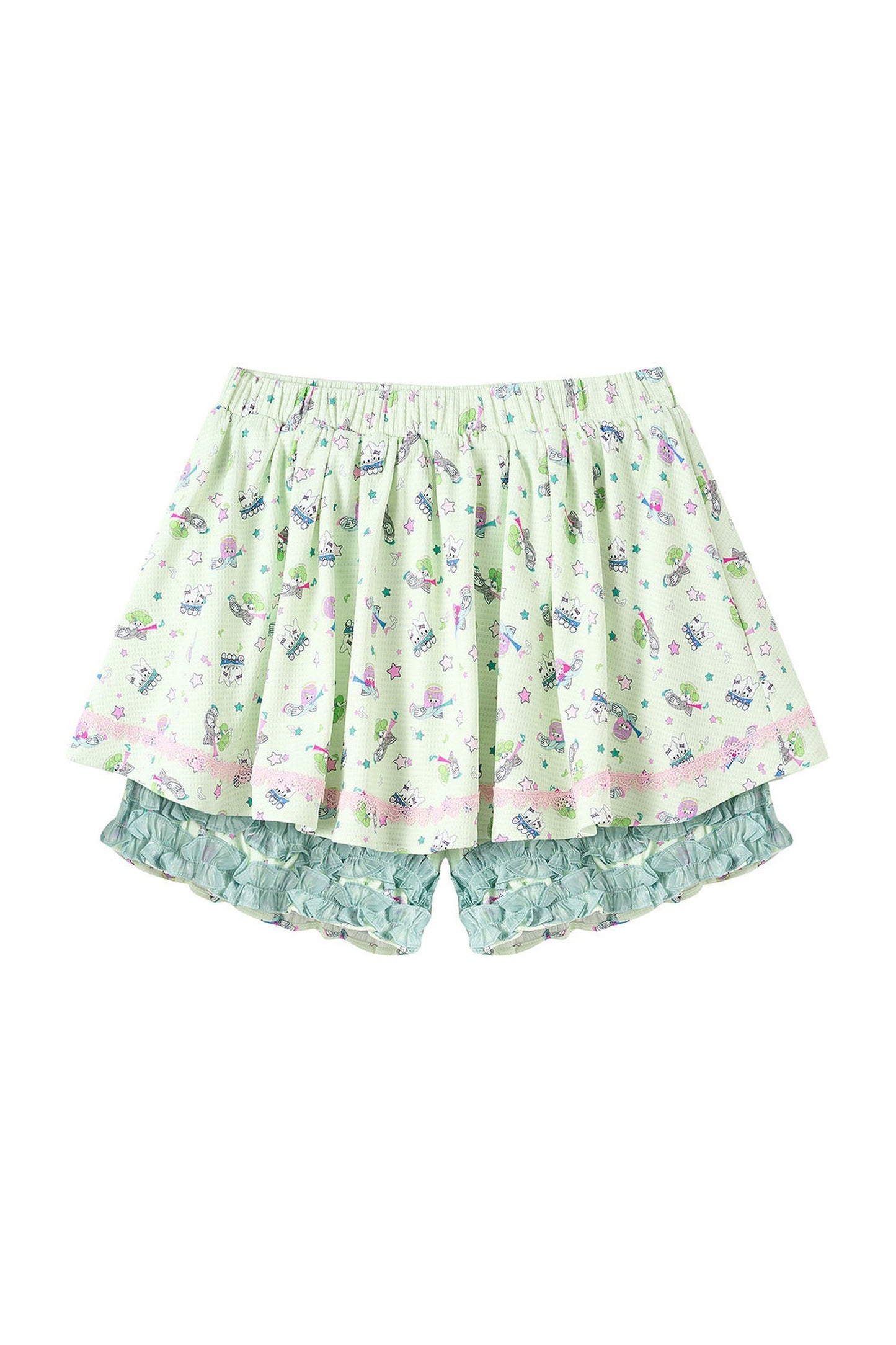 Jupe-culotte vert menthe à imprimé ange