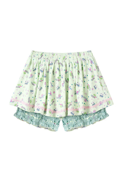 Jupe-culotte vert menthe à imprimé ange