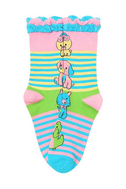 Chaussettes à motif animalier et blocs de couleur