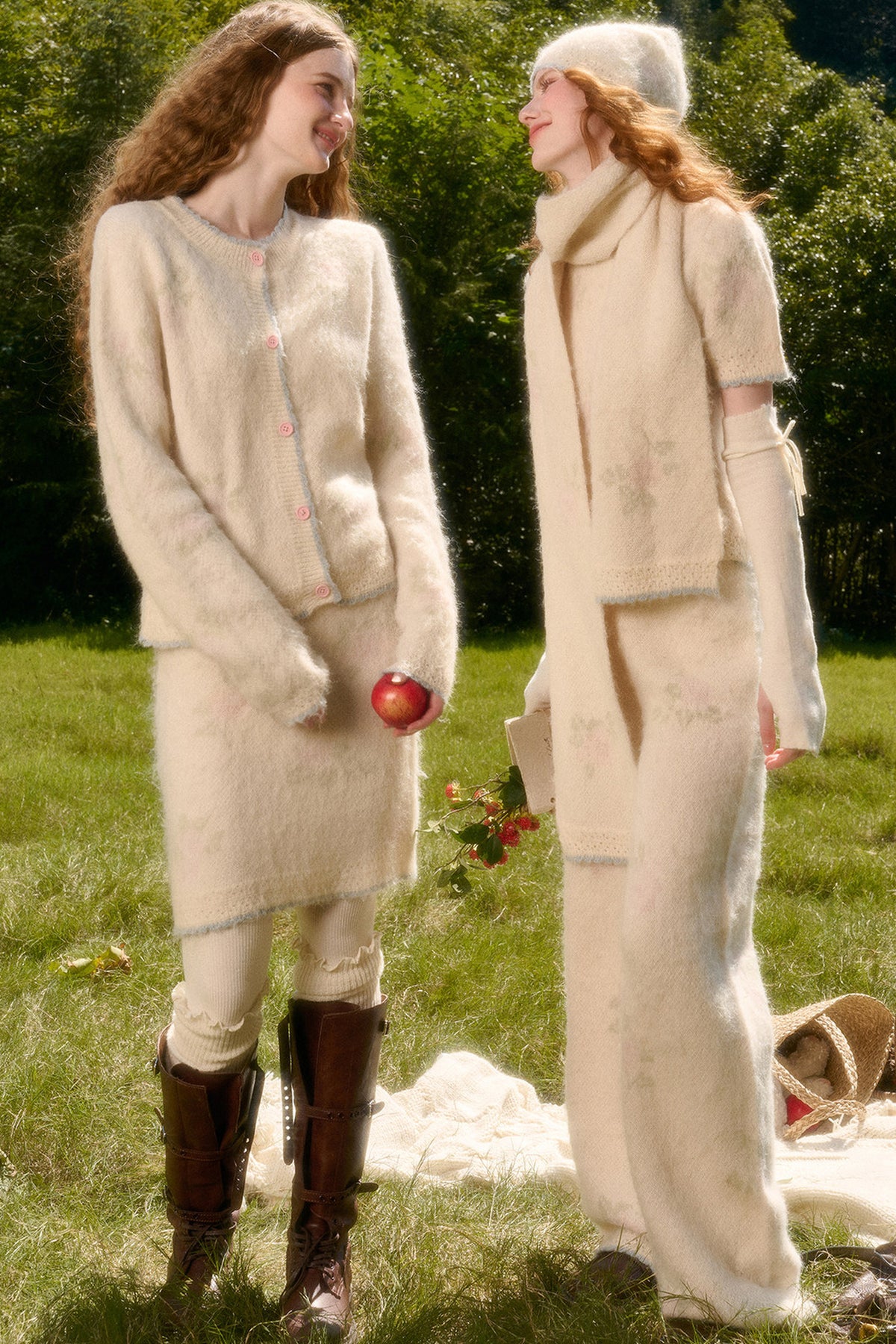 Soft Wool Knit Cardigan and Pants Set-Up
