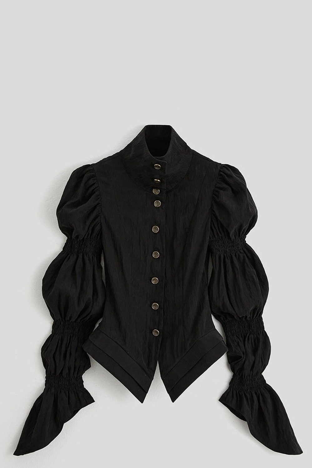 Three-Dimensional Lotus Sleeve Long-Sleeve High-Neck Shirt
