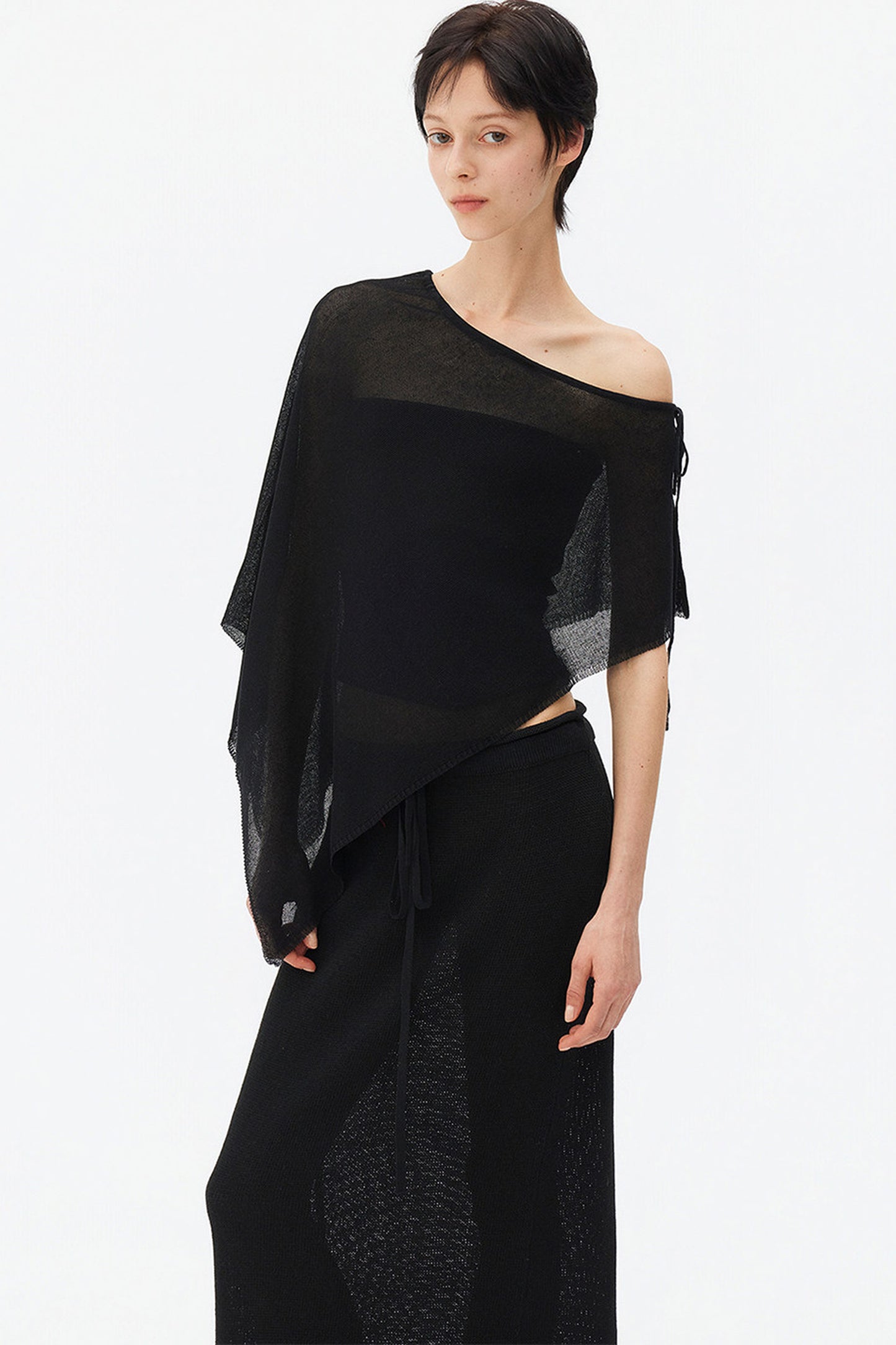 Irregular Linen Asymmetrical Cape Set-Up
