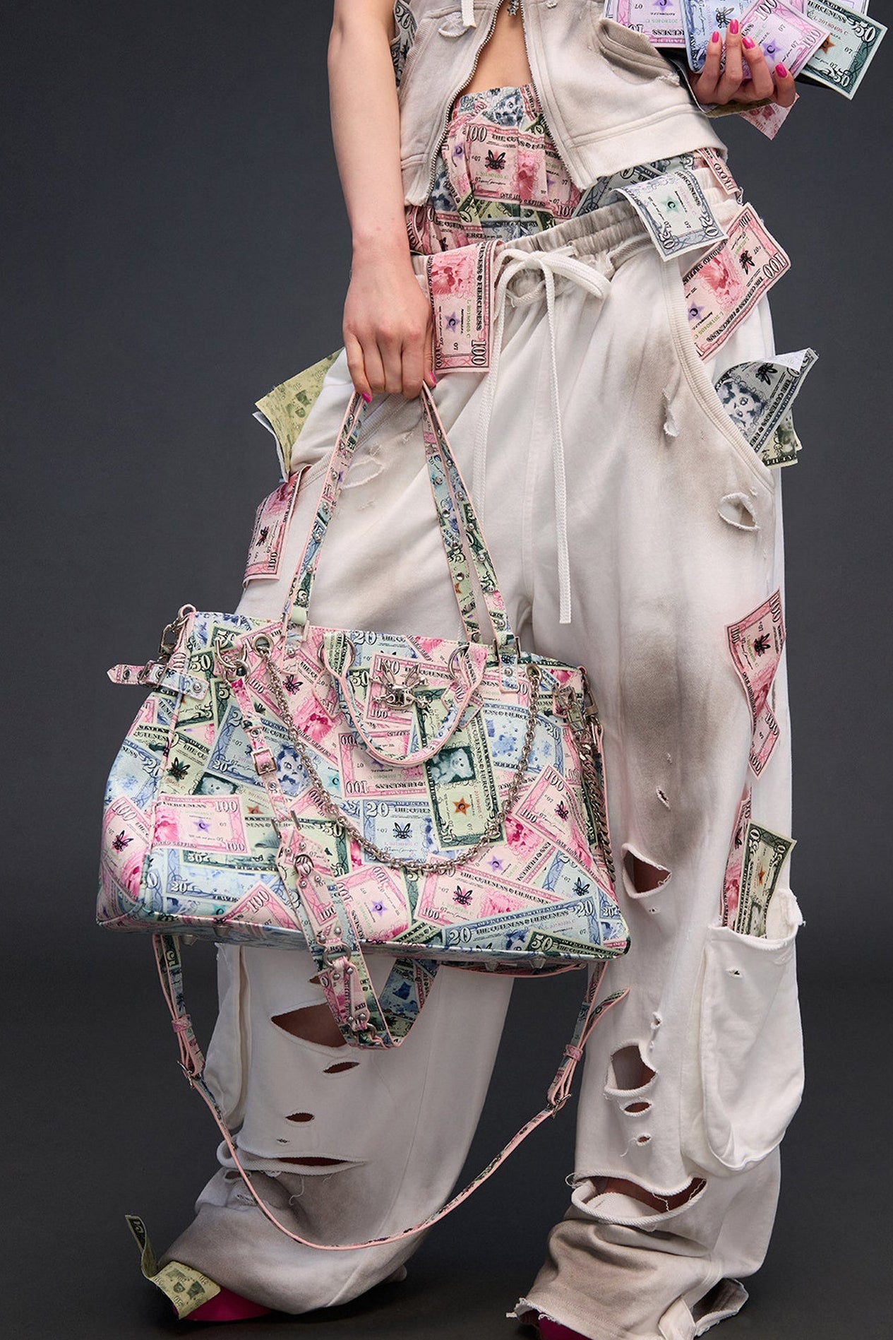 Money Print Crossbody Handbag