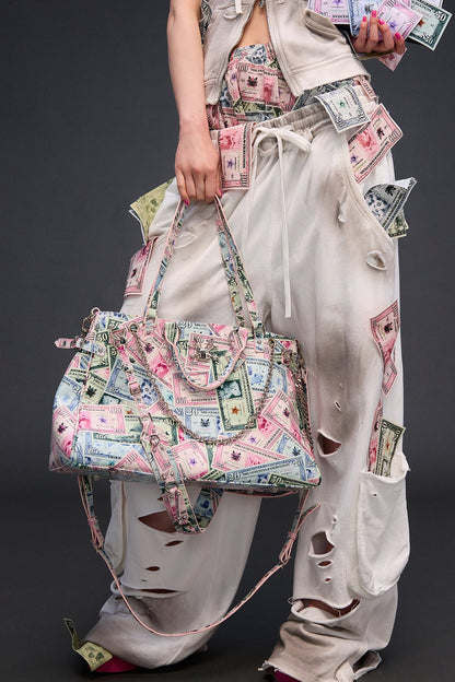 Money Print Crossbody Handbag
