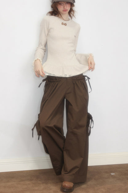 Apricot Butterfly Knit Sweater