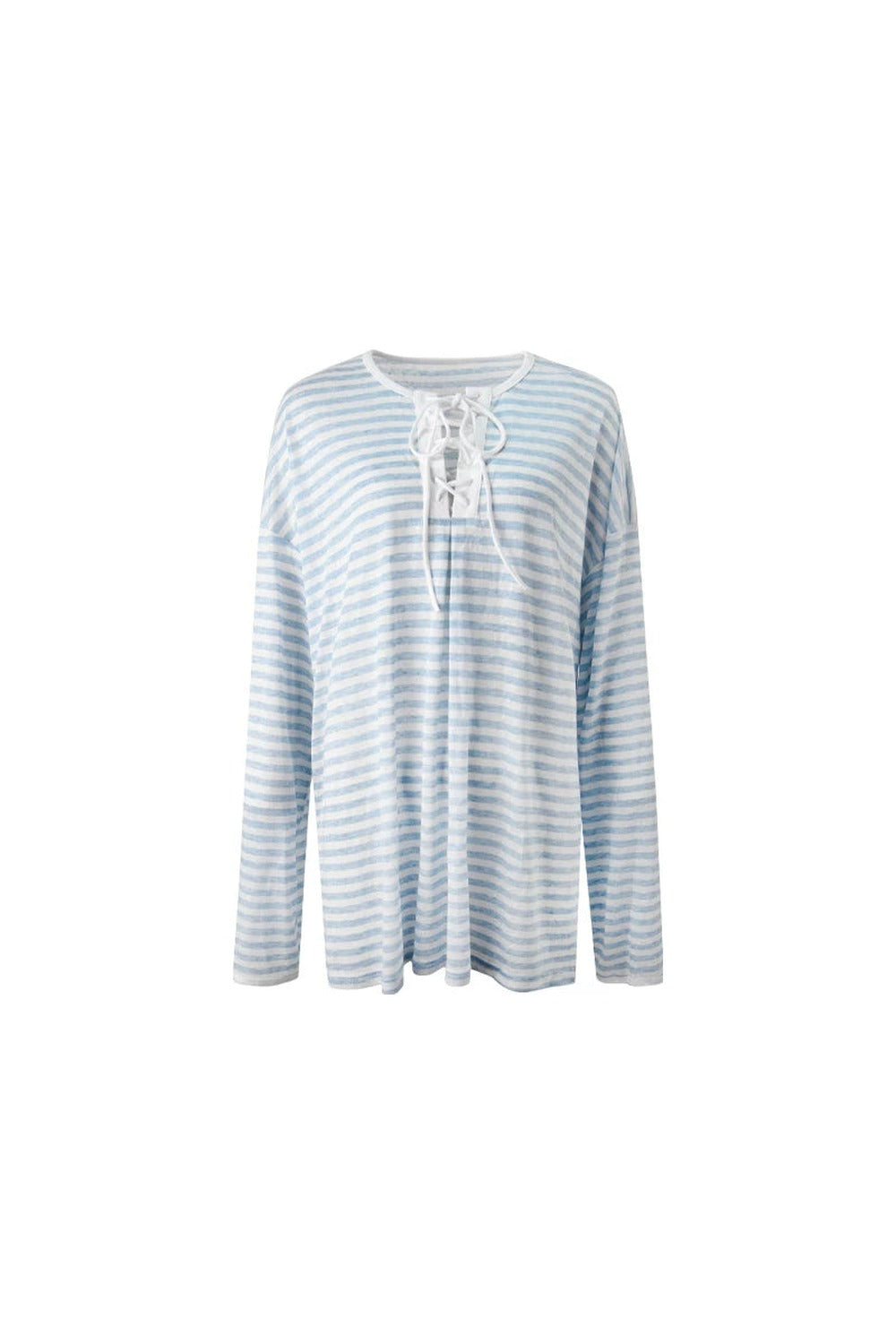 Navy Blue Tie-Neck Lyocell Top