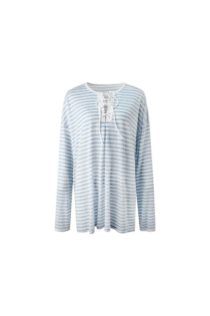 Navy Blue Tie-Neck Lyocell Top