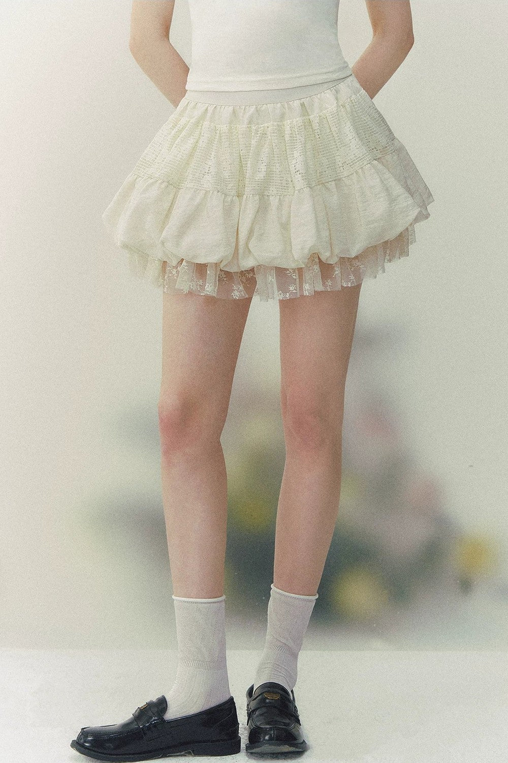 Retro Lace Tiered Skirt