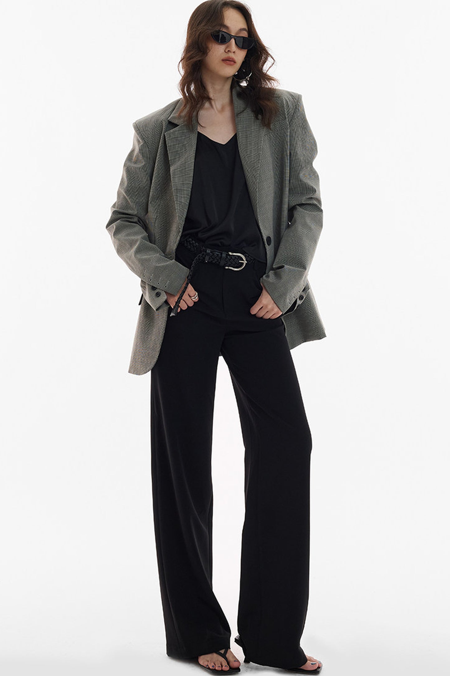 Straight-Leg Floor-Length Suit Pants