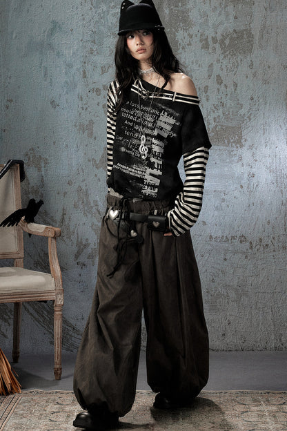Double-Waist Belted Pants