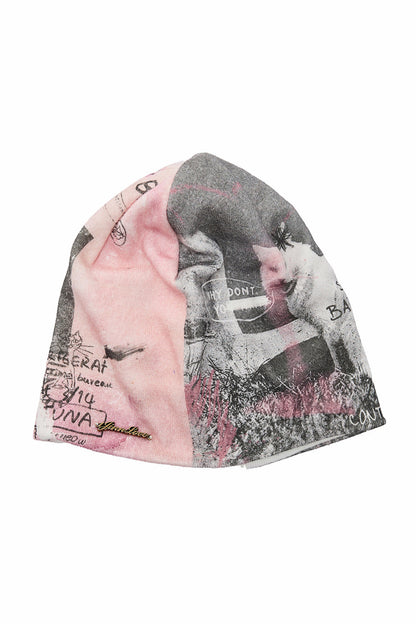 Cat Print Double-Sided Knitted Beanie Hat