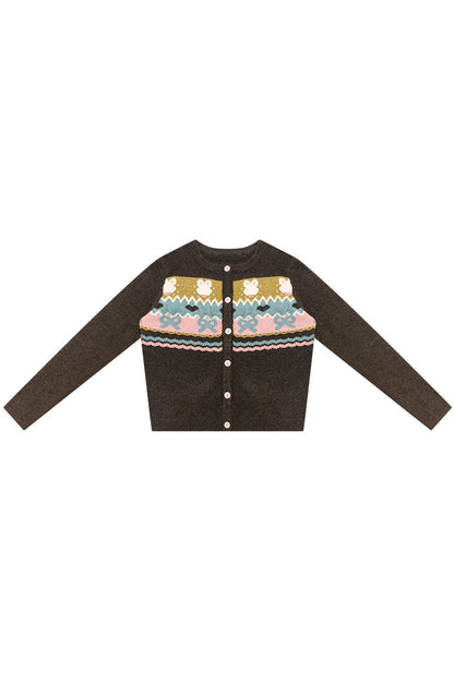 Brown Fair Isle Bunny Cardigan