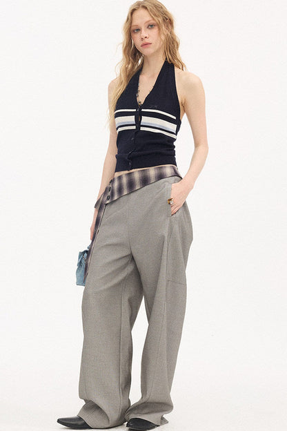 V-Neck Button Halter Vest