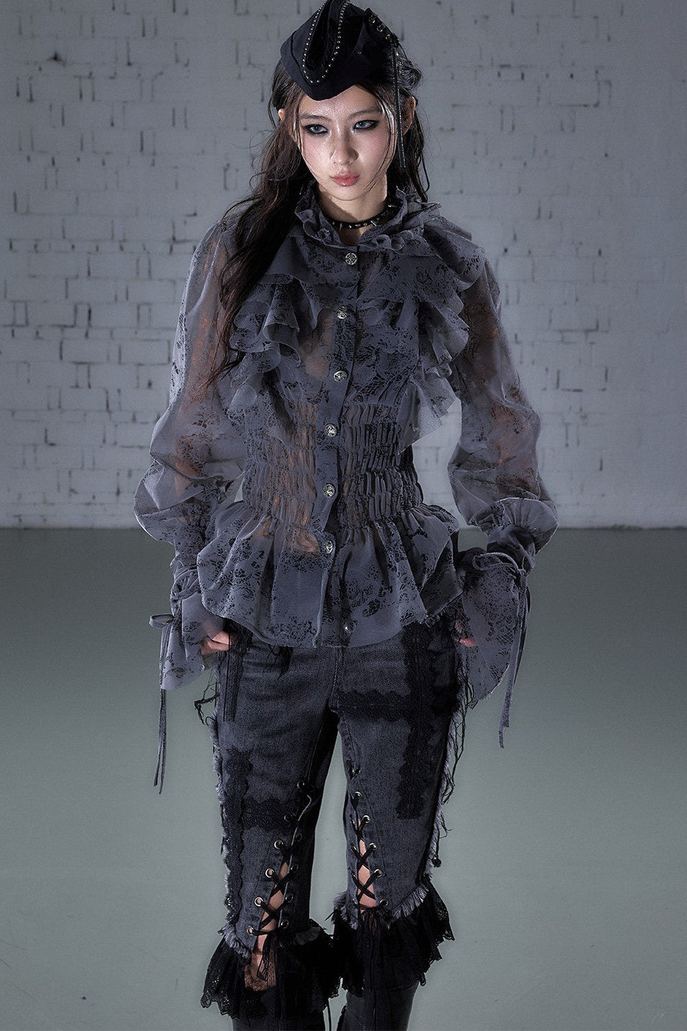 Lace Ruffle Collar Blouse
