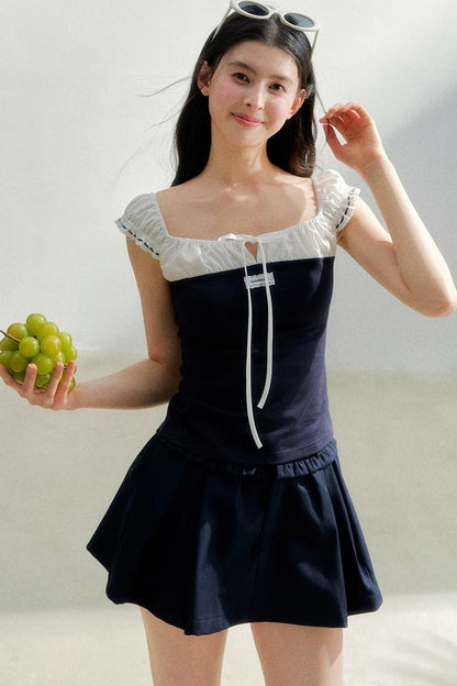 Retro Girly Colorblock Top