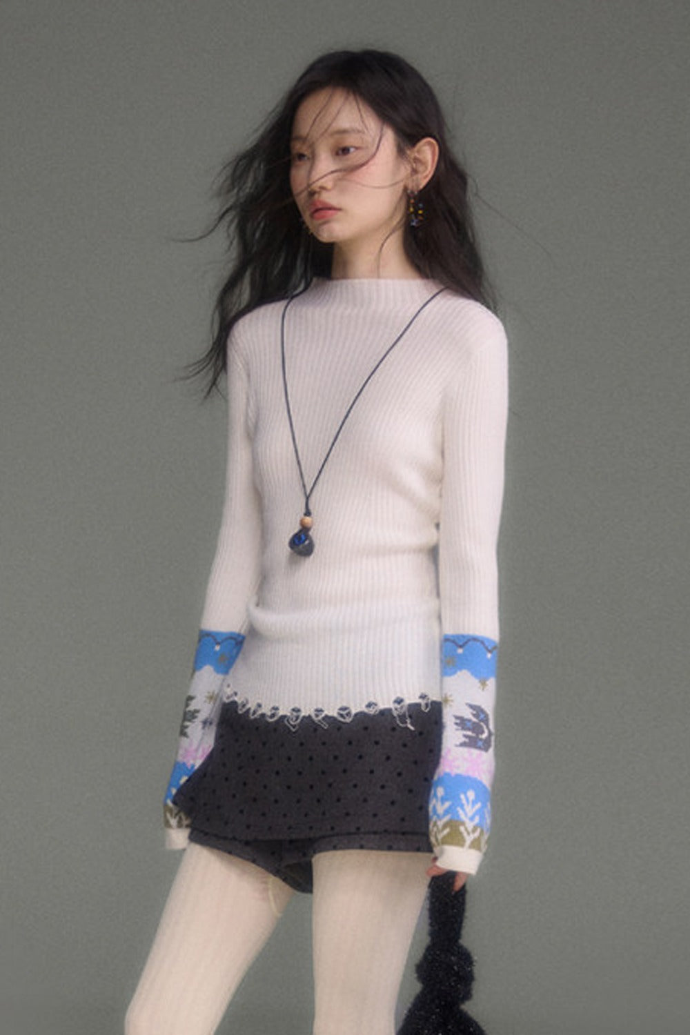 High-Waisted A-Line Polka Dot Layered-Look Skirt