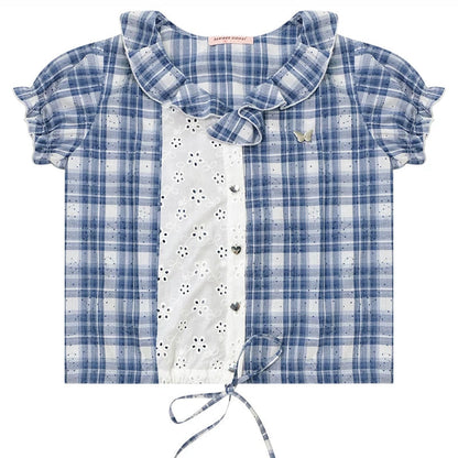 Plaid Patchwork Summer Blouse