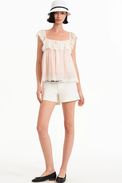Black and White Twill Shorts