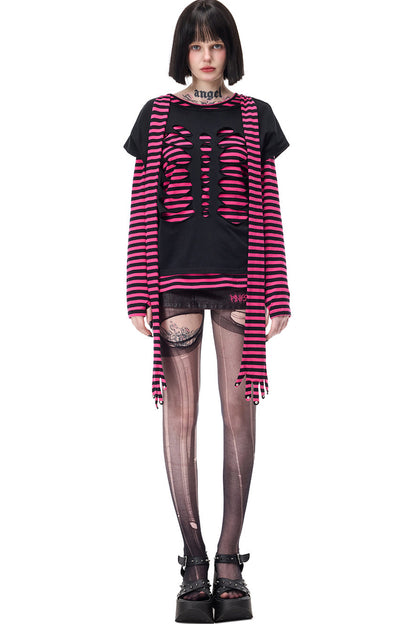 Reversible Cat Skeleton Rivet Blouse