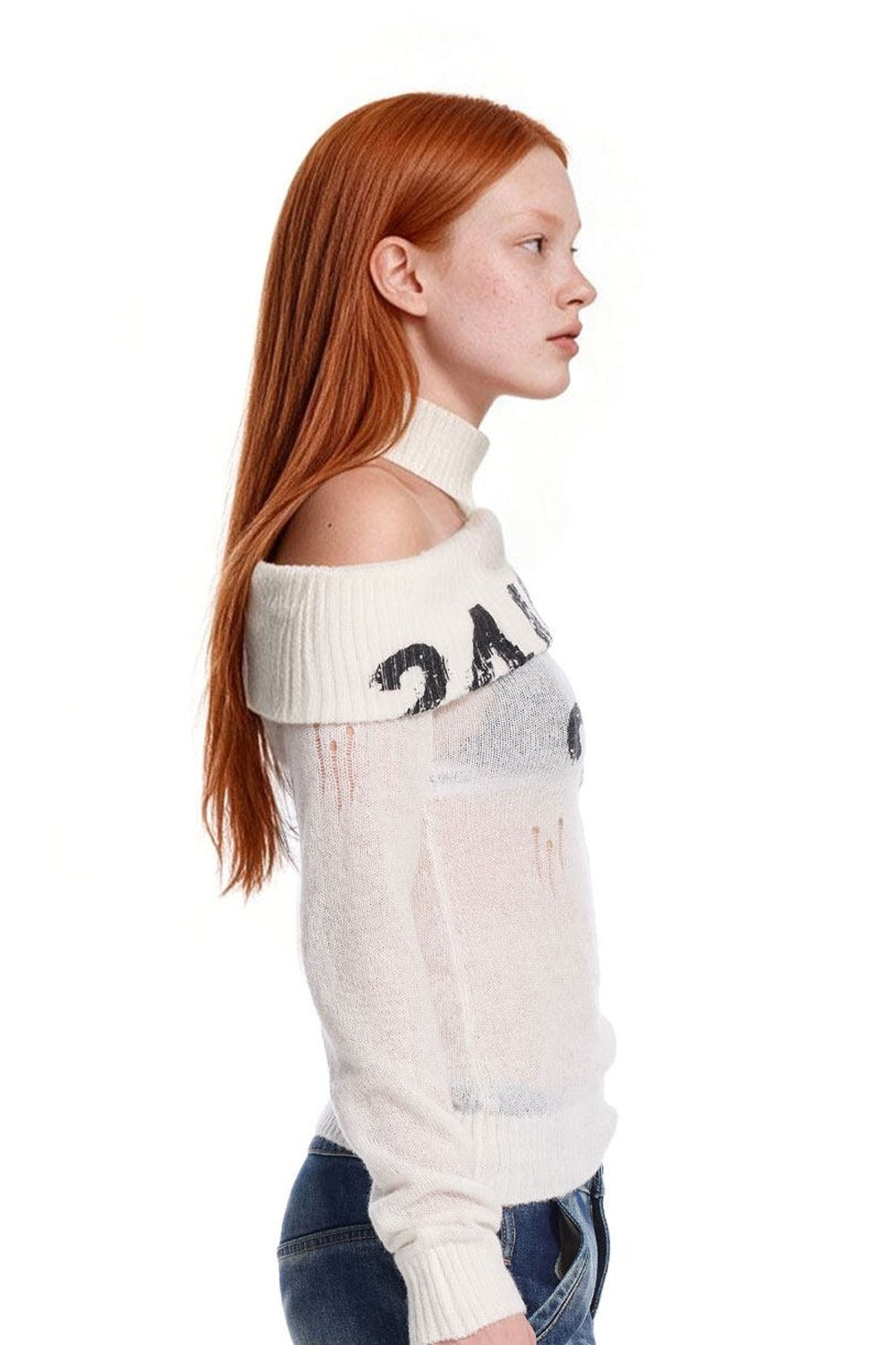 Worn Rubber Print Knit Top