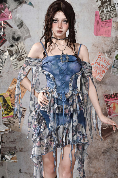 Butterfly Print Off-Shoulder Camisole