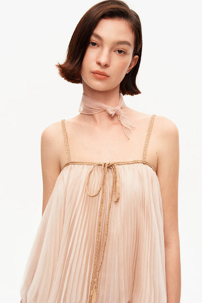 Chiffon Pleated Suspender Top