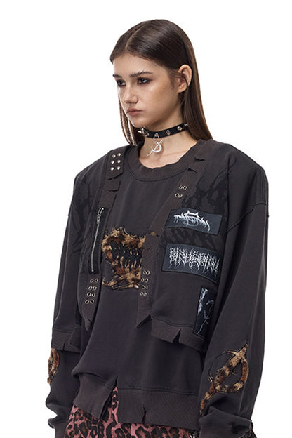 Leopard Patch Embroidery Sweatshirt