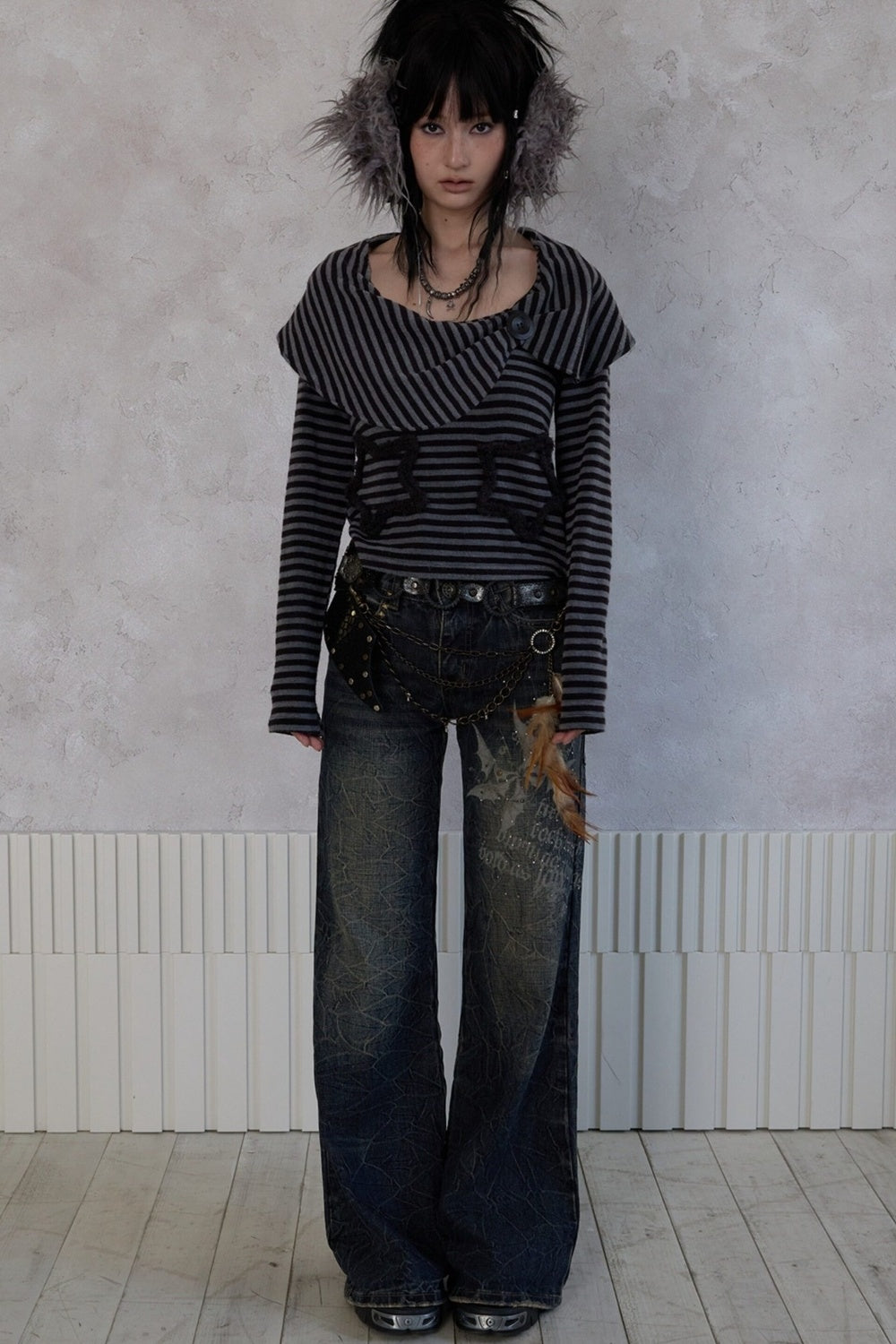 Striped Star Knit Top
