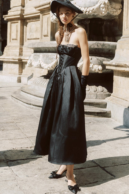 Satin Strapless Fishbone Princess Dress