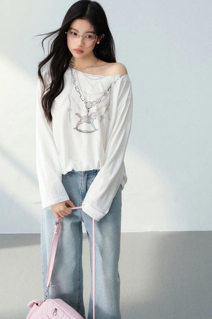 Pony Necklace Off-Shoulder Top Set-Up