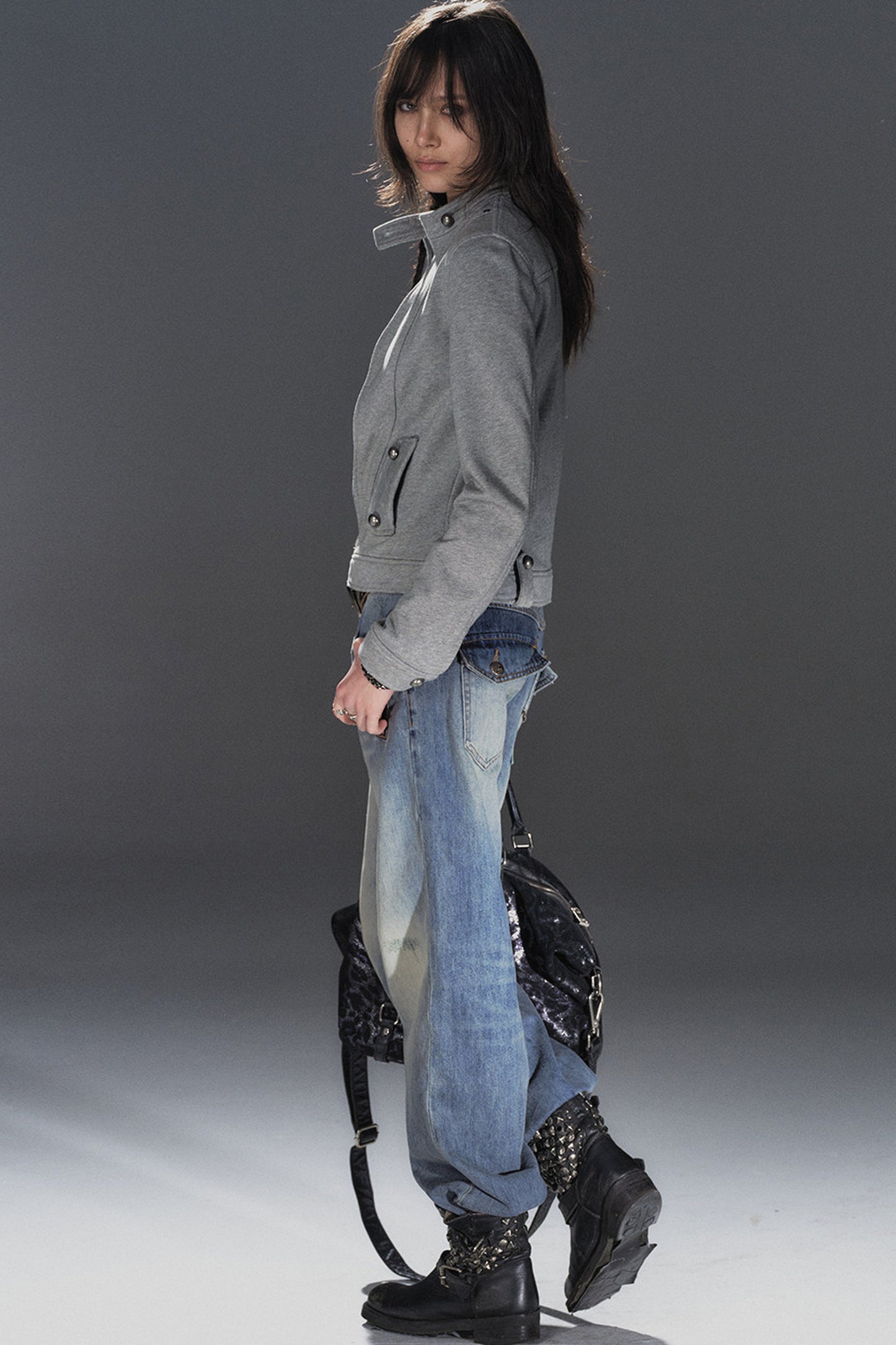 Punk Gray Zipper Jacket