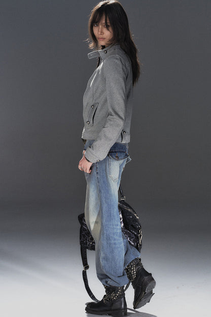 Punk Gray Zipper Jacket