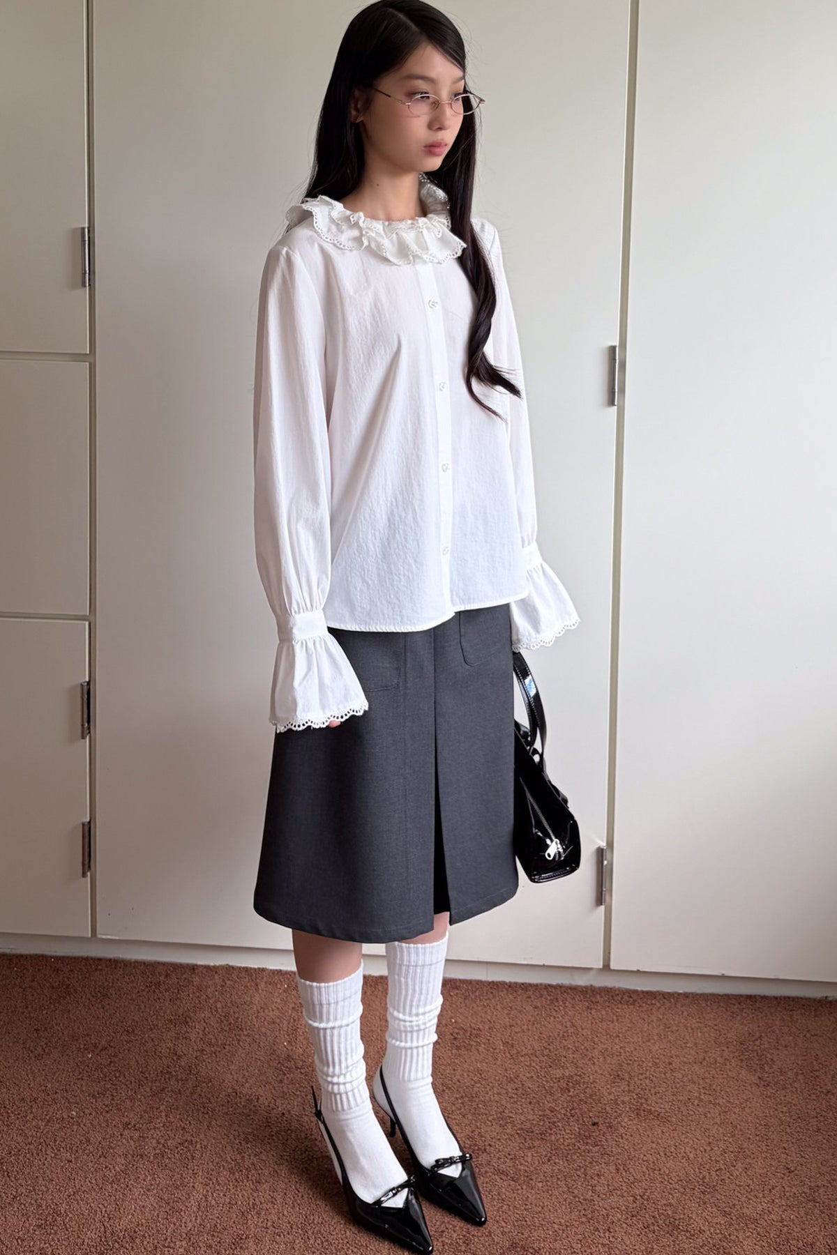 Lace Ruffle Collar Blouse
