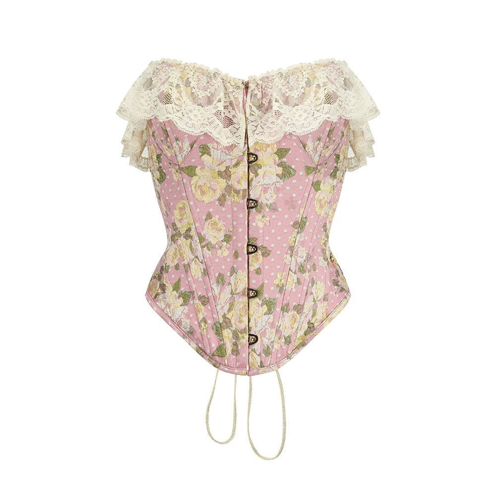 Lace Jacquard Corset Top Set-Up