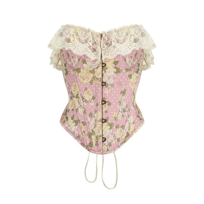 Lace Jacquard Corset Top Set-Up