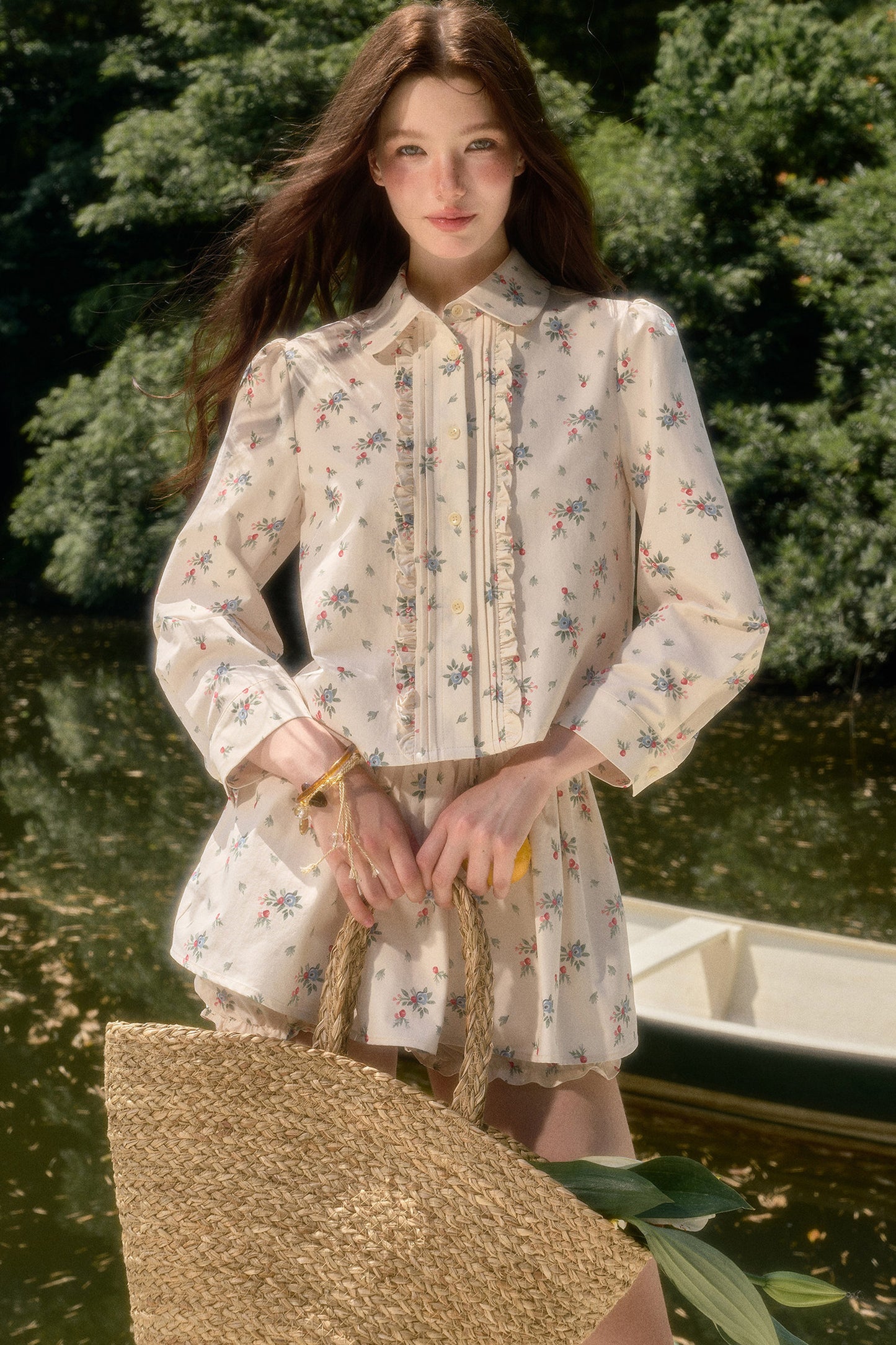 Floral Print Shirt and Culottes Set-Up