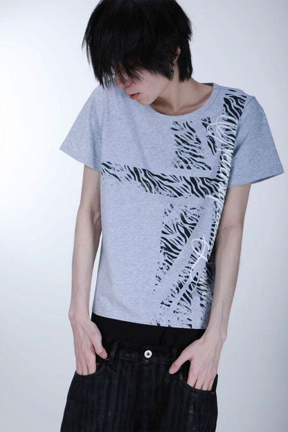 Zebra Print Slim-Fit T-Shirt