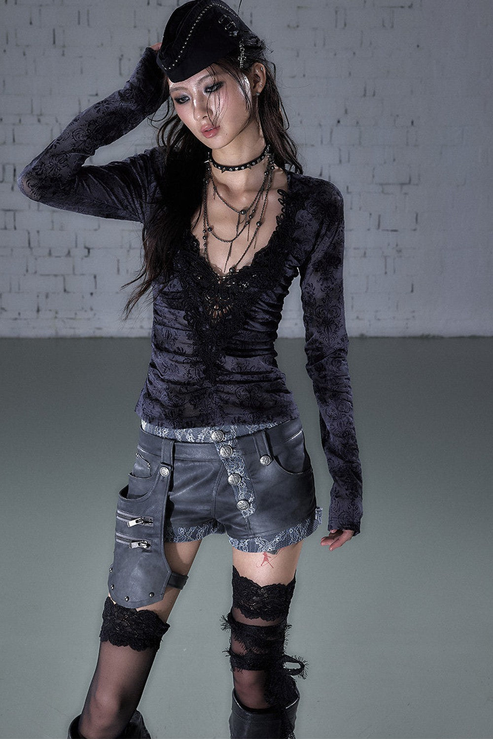 Asymmetrical Detachable Leather Shorts