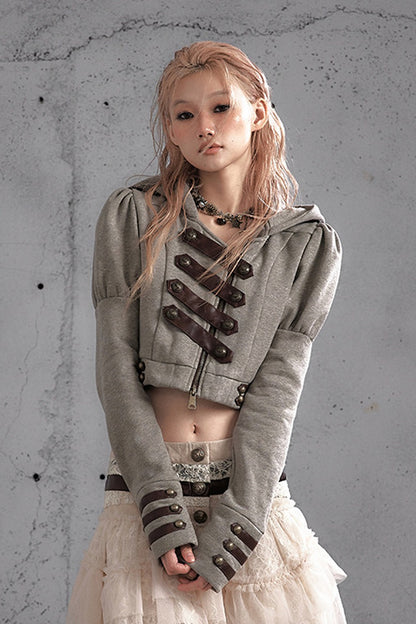 Napoleon Hooded Puff-Sleeve Sweatshirt