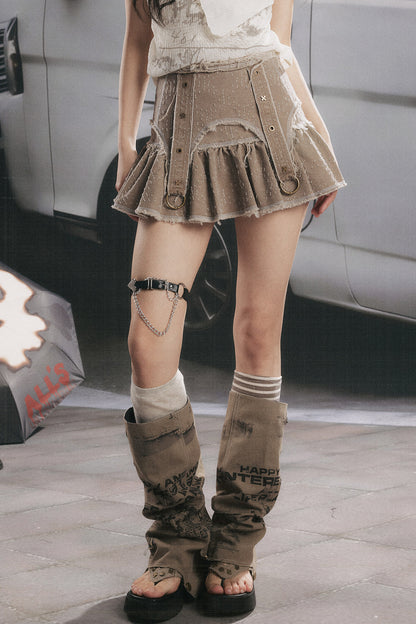 Vintage Pleated High-Waisted Short Skirt