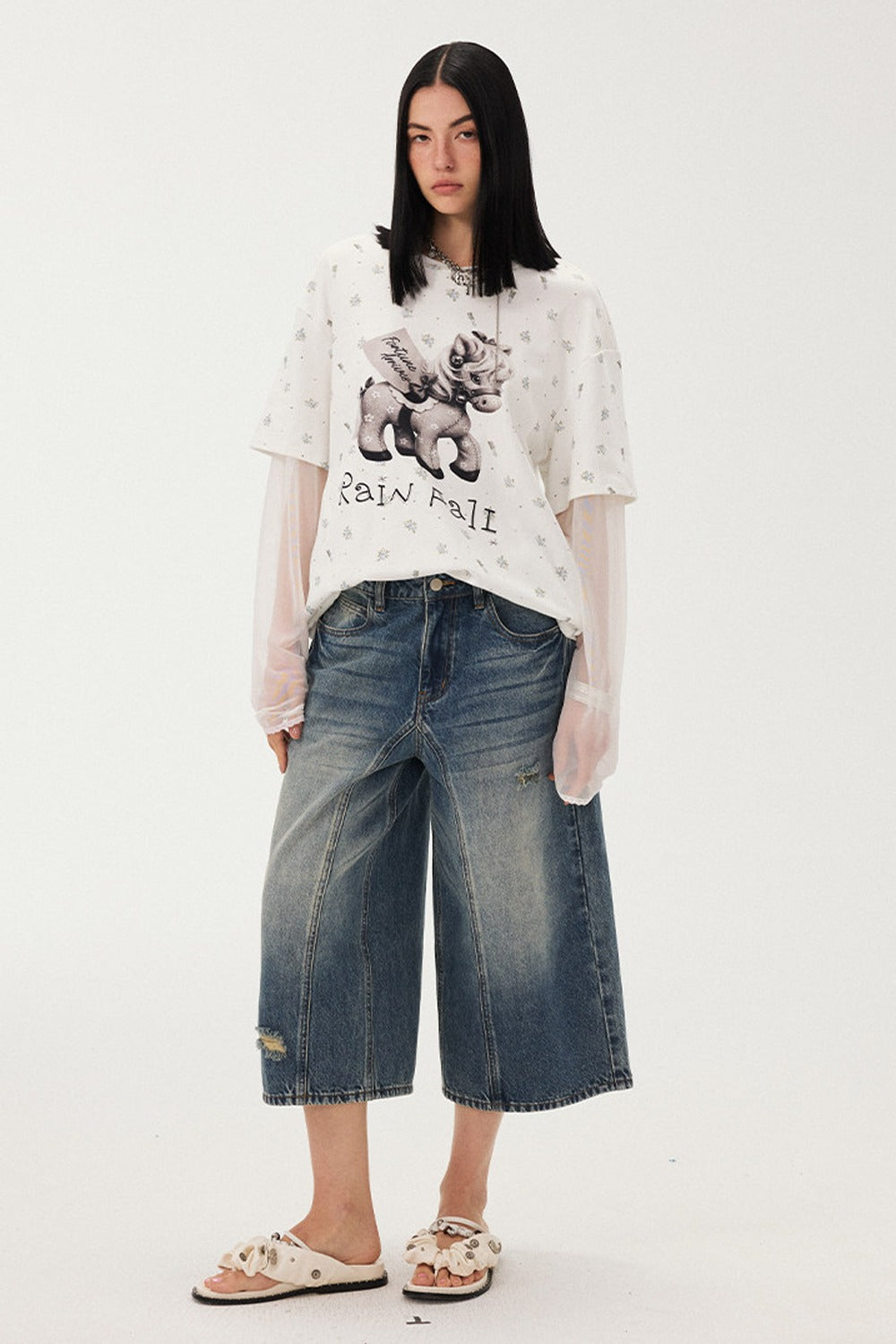 Floral Print Pony Layered Blouse