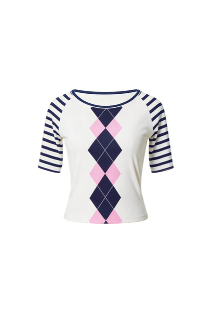 Printed Knit Raglan Top